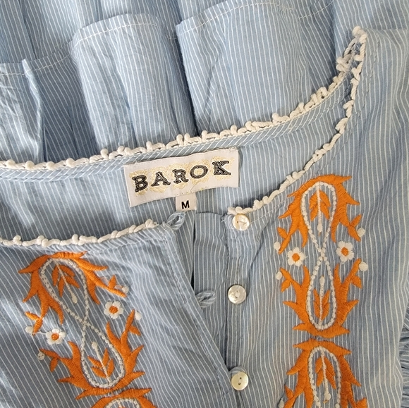 🎄SALE🎄Barok Paris Stripe Embroidered Cotton Maxi Dress - Picture 6 of 8